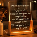 Personalized Acrylic Night Light with Wood Base Gift for Son-In-Law Wood and Acrylic Night Light GradoCreations