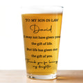 Personalized Beer Glass Custom Message Gift for Son-In-Law Beer Glasses GradoCreations