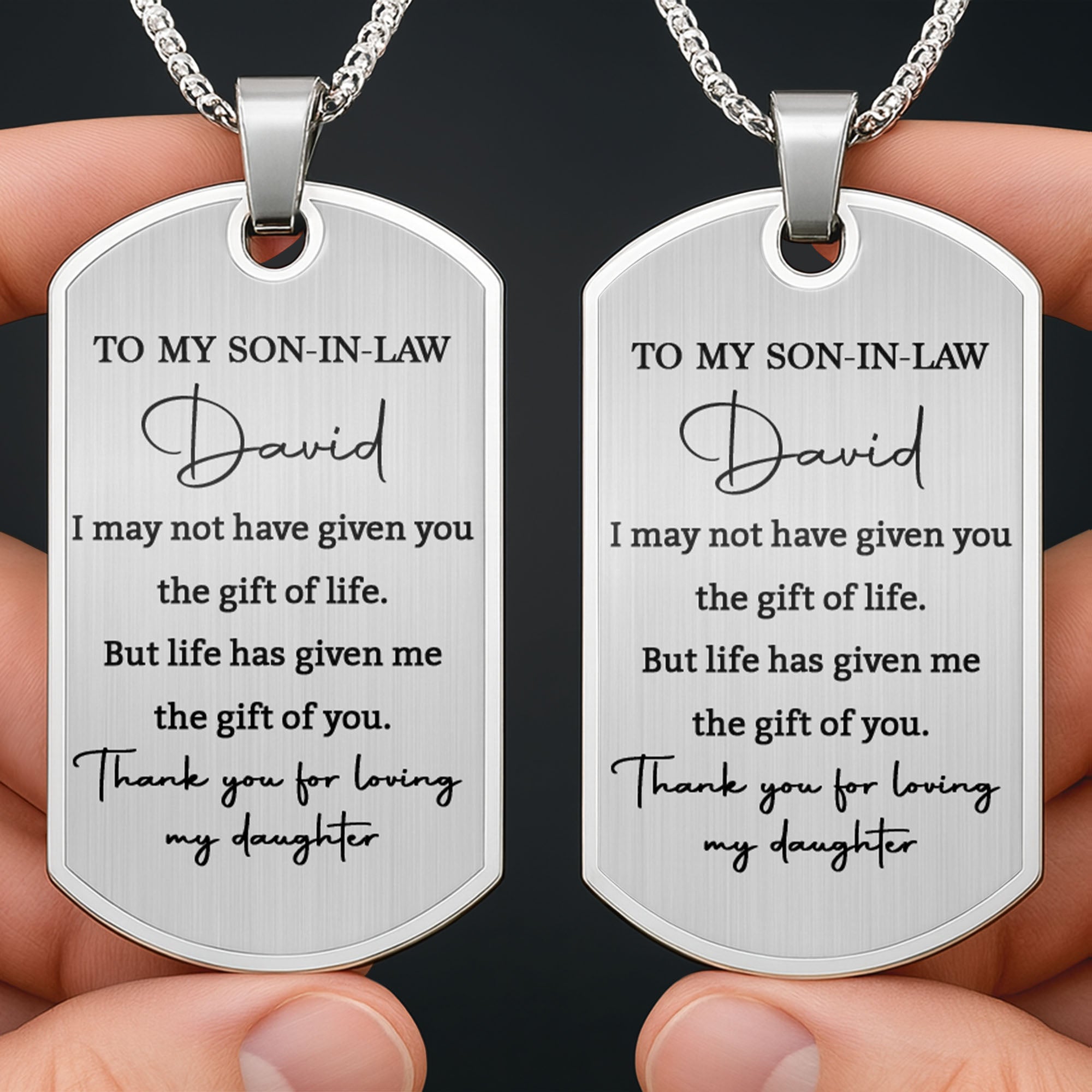 Personalized Dog Tag Necklace Custom Gift for Son-in-Law Dog Tag Necklace GradoCreations