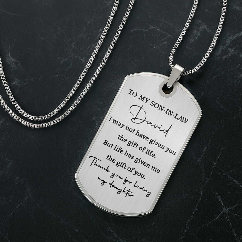 Personalized Dog Tag Necklace Custom Gift for Son-in-Law Dog Tag Necklace GradoCreations