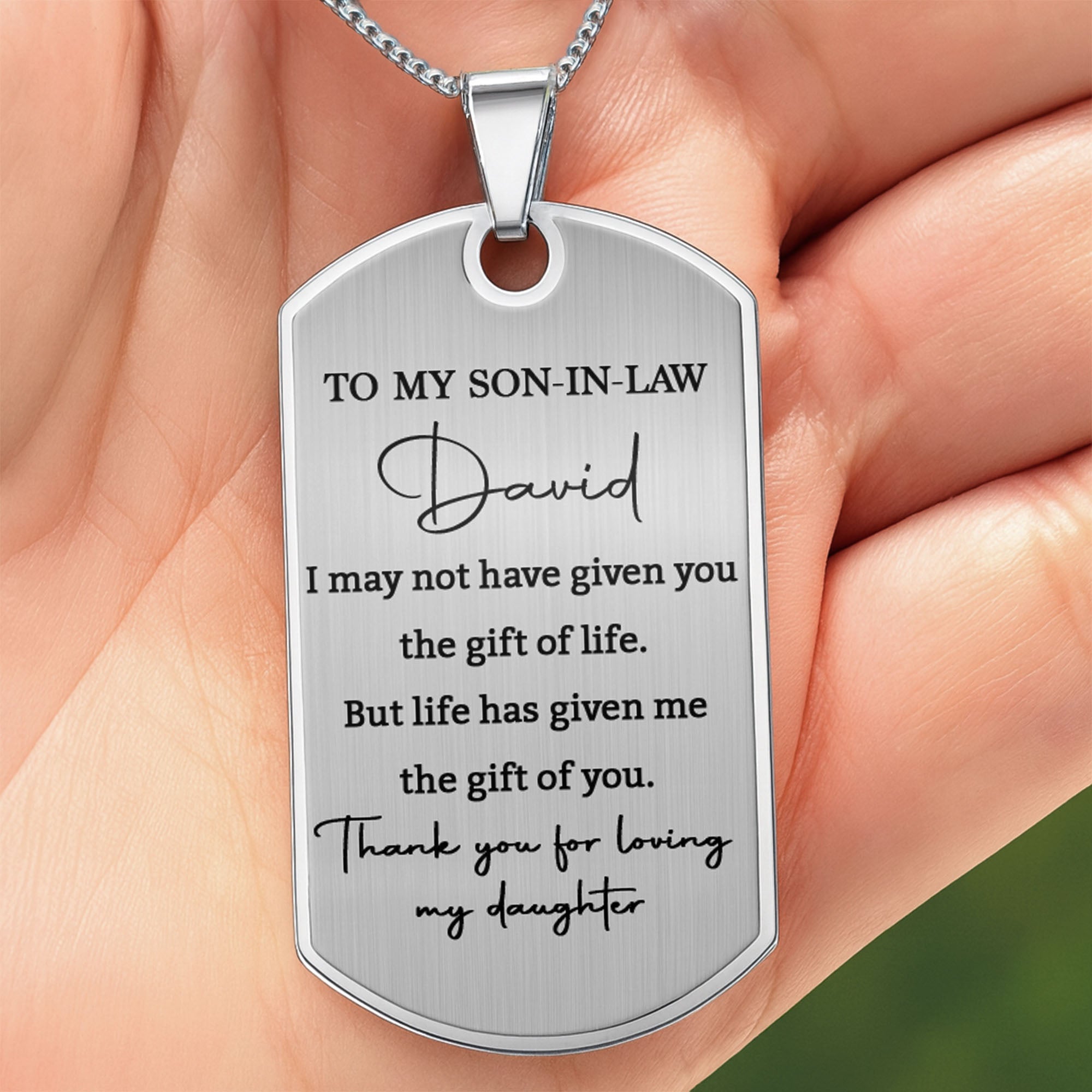 Personalized Dog Tag Necklace Custom Gift for Son-in-Law Dog Tag Necklace GradoCreations