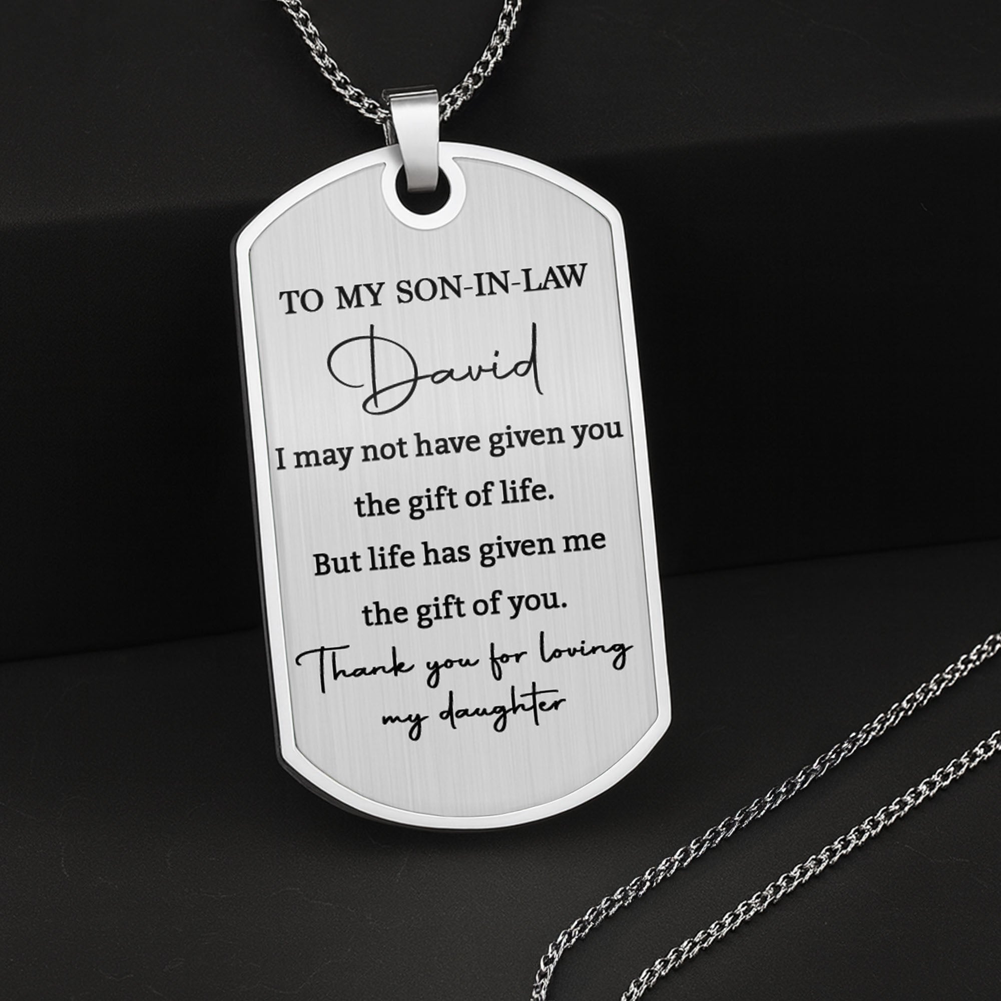 Personalized Dog Tag Necklace Custom Gift for Son-in-Law Dog Tag Necklace GradoCreations