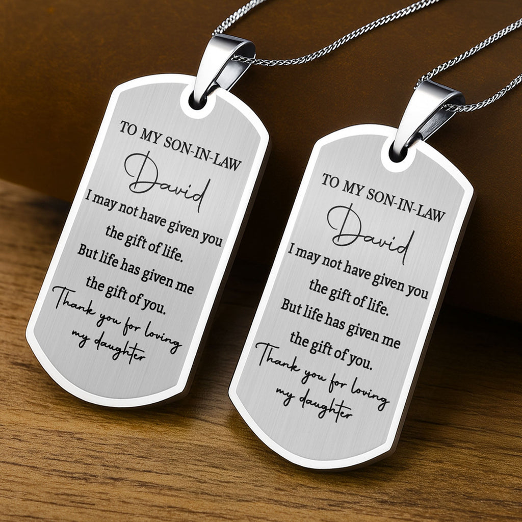 Personalized Dog Tag Necklace Custom Gift for Son-in-Law Dog Tag Necklace GradoCreations