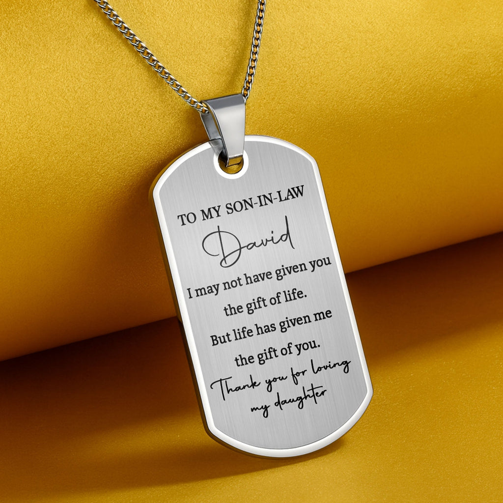 Personalized Dog Tag Necklace Custom Gift for Son-in-Law Dog Tag Necklace GradoCreations