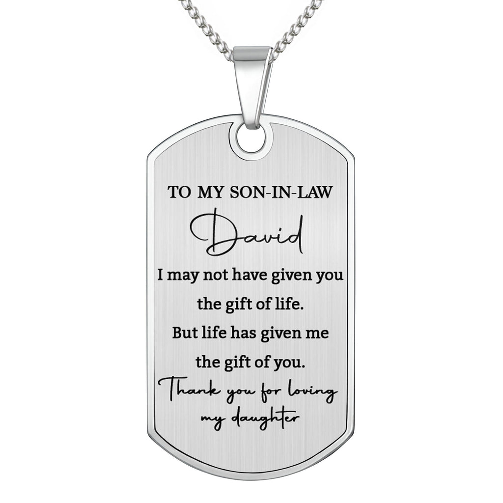 Personalized Dog Tag Necklace Custom Gift for Son-in-Law Dog Tag Necklace GradoCreations