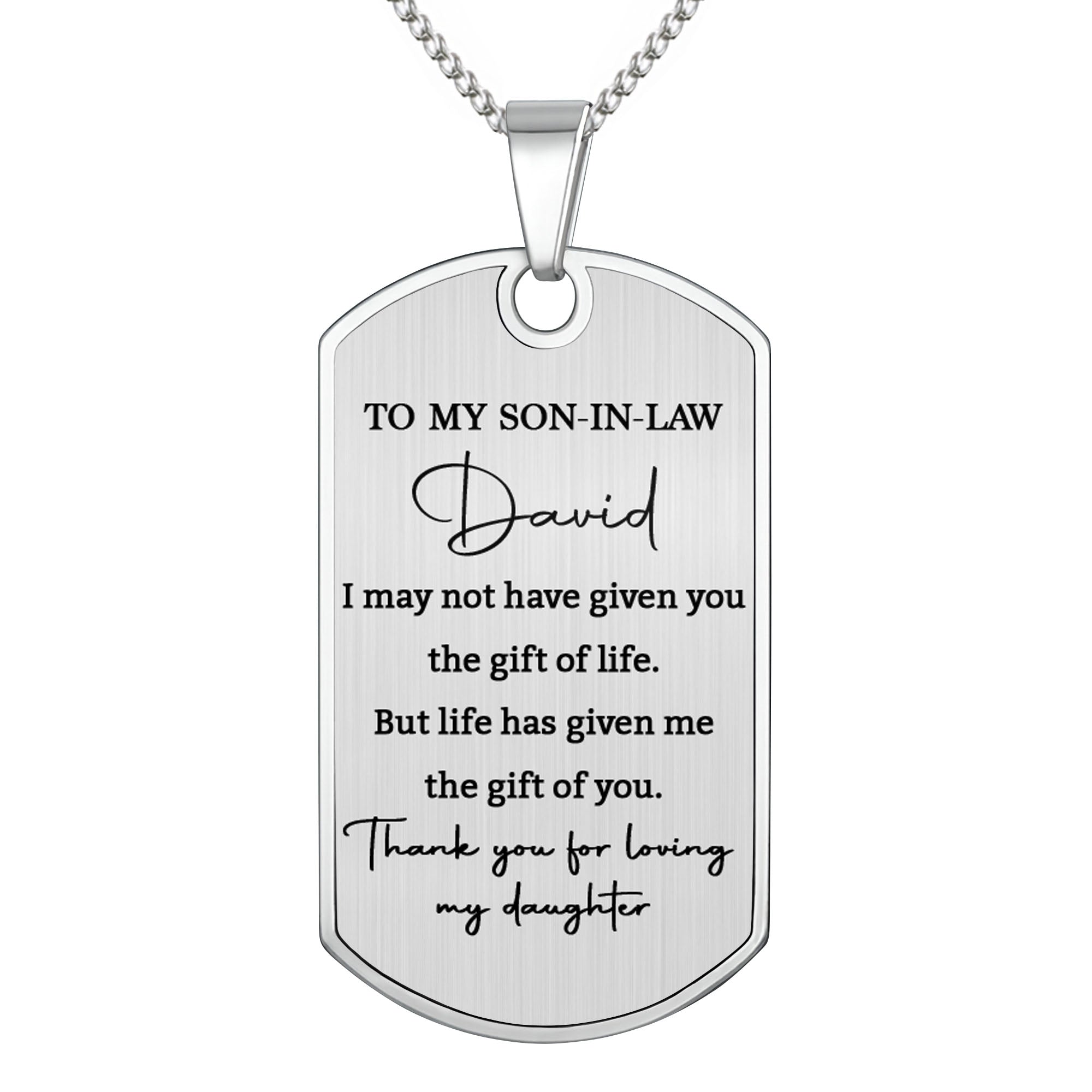 Personalized Dog Tag Necklace Custom Gift for Son-in-Law Dog Tag Necklace GradoCreations
