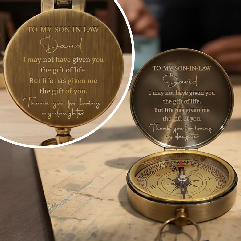 Personalized Engraved Brass Compass Custom Gift for Son-in-Law Engraved Brass Compass GradoCreations
