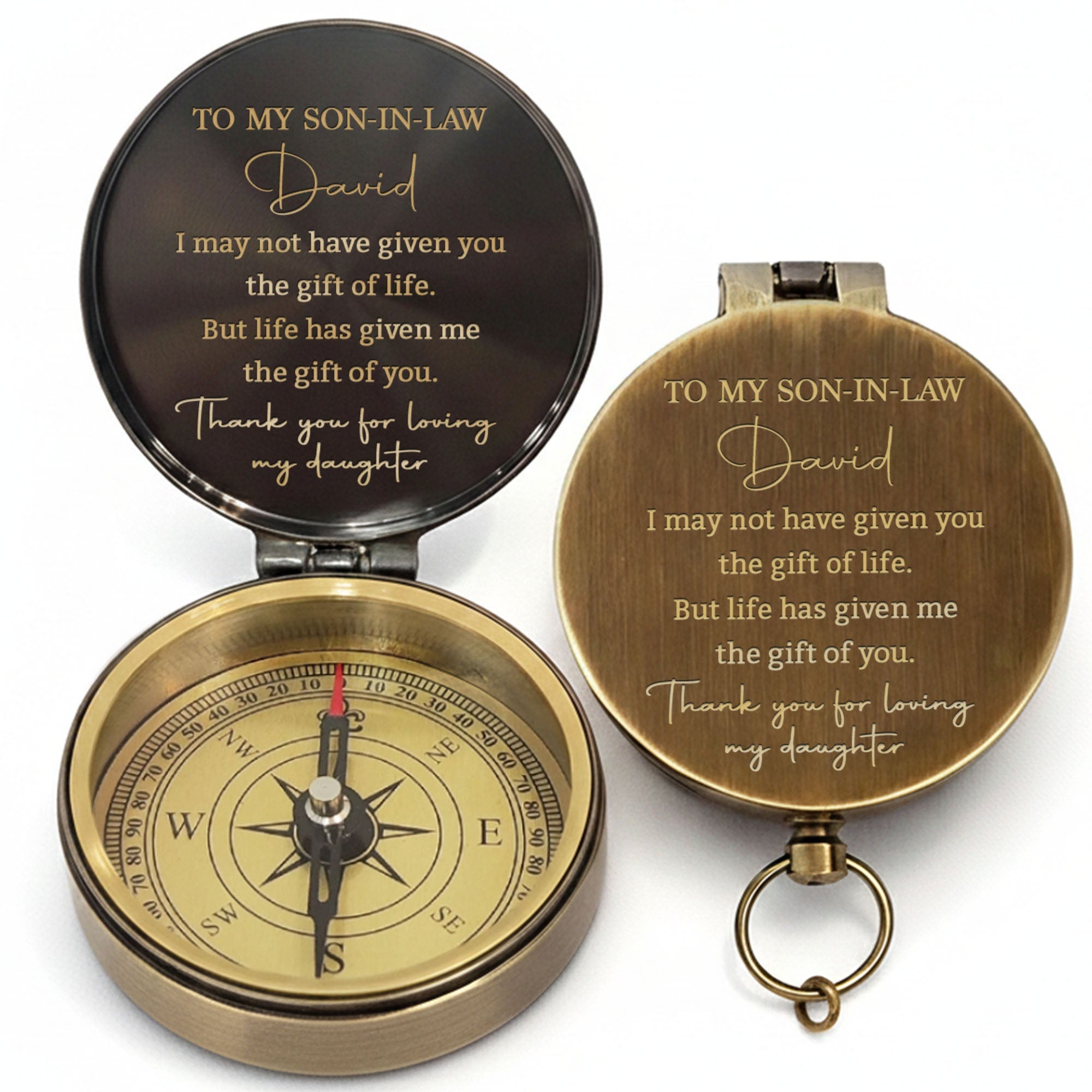 Personalized Engraved Brass Compass Custom Gift for Son-in-Law Engraved Brass Compass GradoCreations