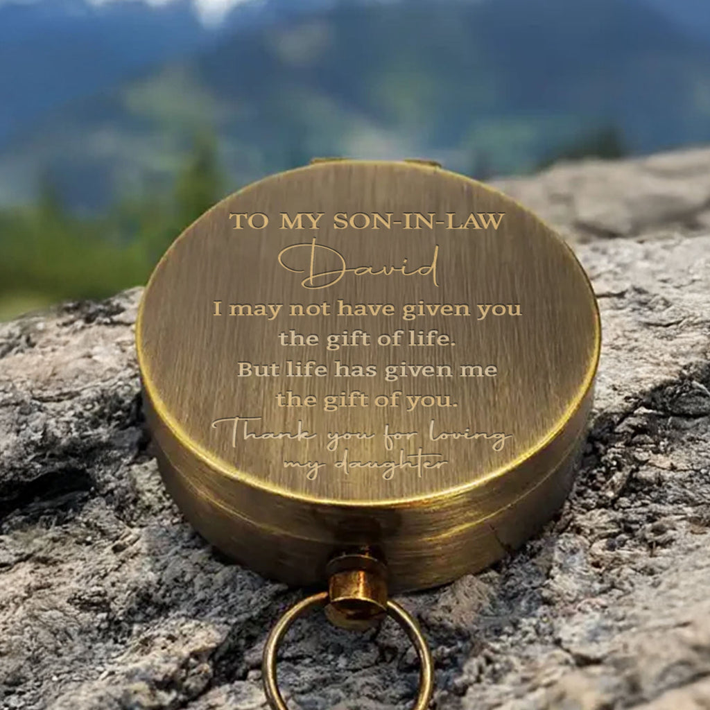Personalized Engraved Brass Compass Custom Gift for Son-in-Law Engraved Brass Compass GradoCreations