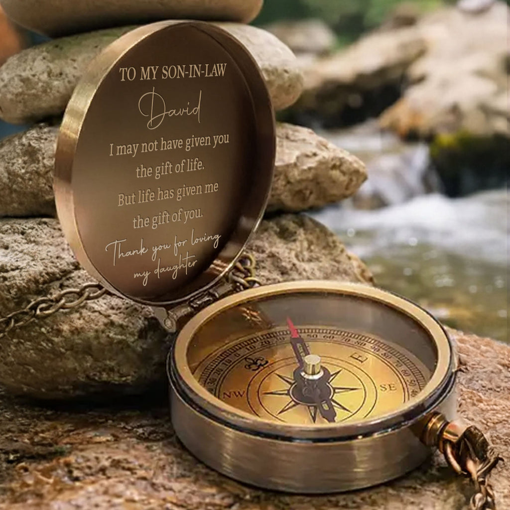 Personalized Engraved Brass Compass Custom Gift for Son-in-Law Engraved Brass Compass GradoCreations