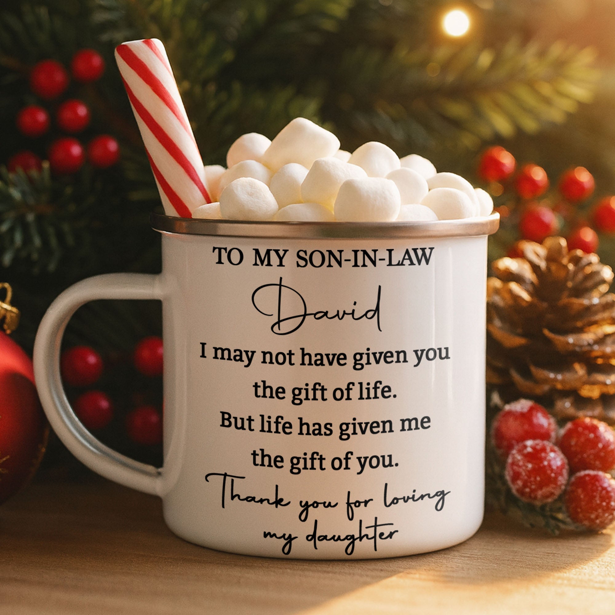 Personalized Enamel Mug Custom Gift for Son-In-Law | BBQ, Father's Day Enamel Mug GradoCreations