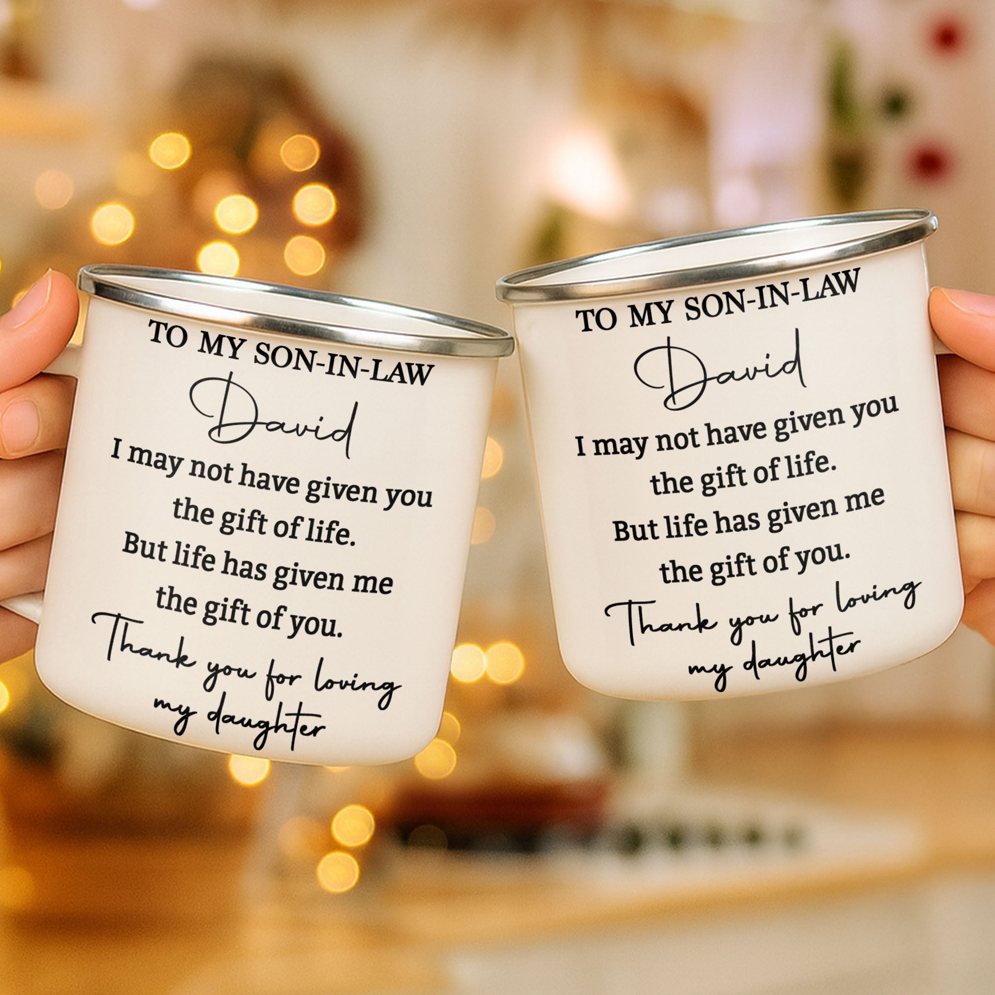 Personalized Enamel Mug Custom Gift for Son-In-Law | BBQ, Father's Day Enamel Mug GradoCreations