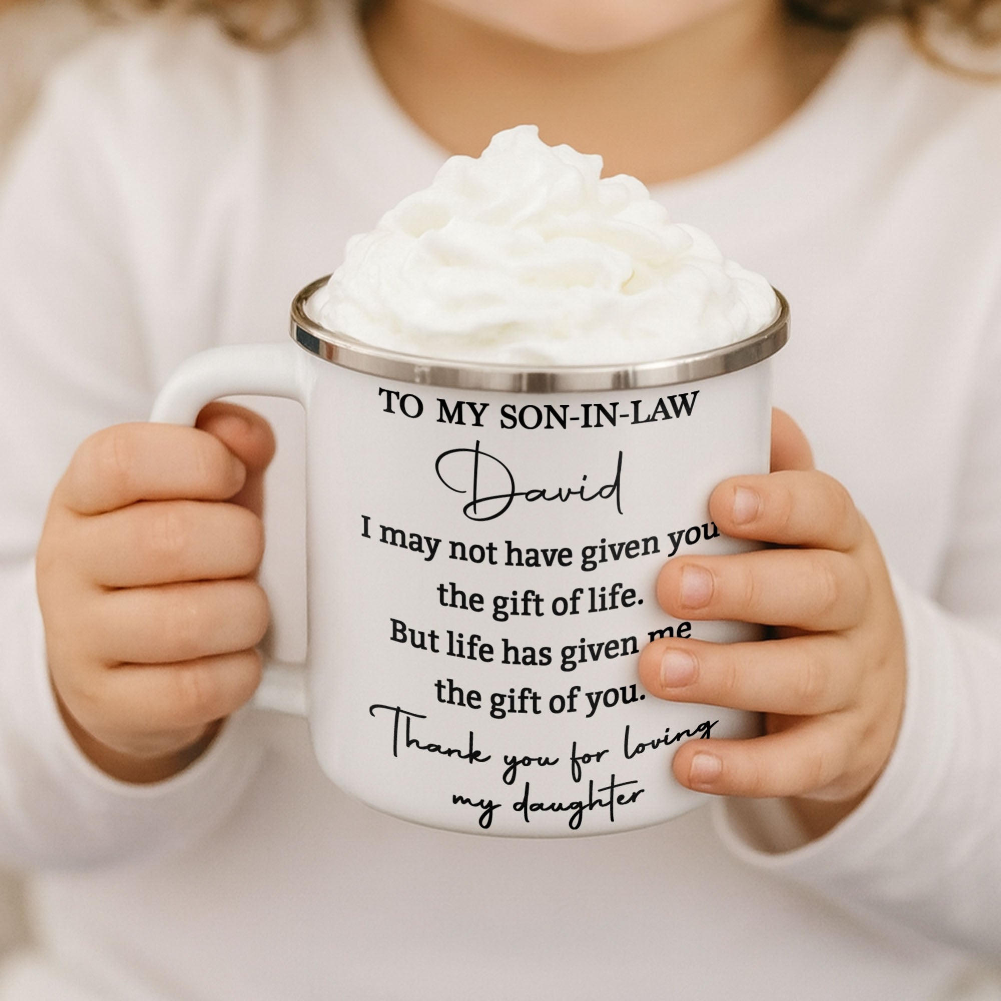 Personalized Enamel Mug Custom Gift for Son-In-Law | BBQ, Father's Day Enamel Mug GradoCreations