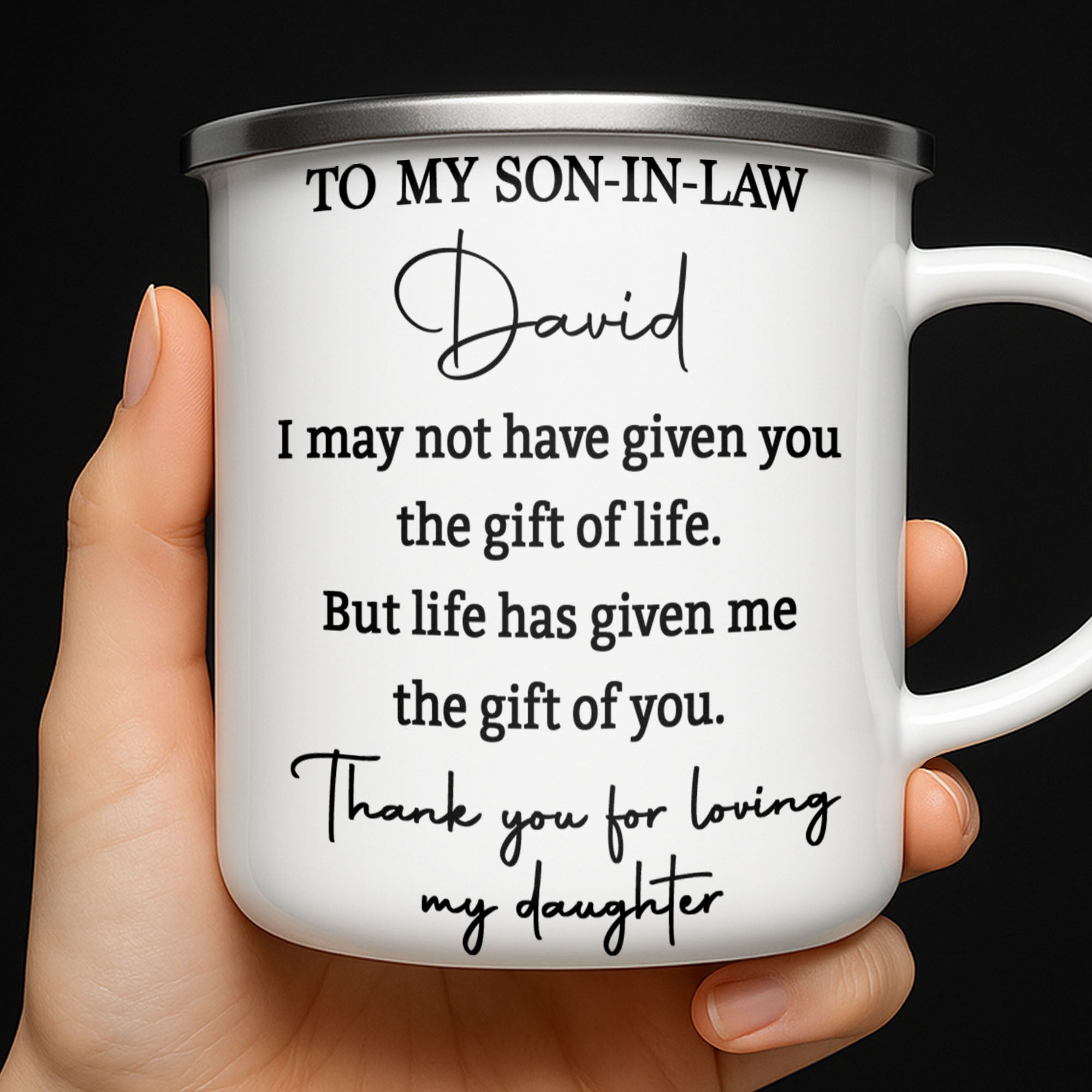 Personalized Enamel Mug Custom Gift for Son-In-Law | BBQ, Father's Day Enamel Mug GradoCreations
