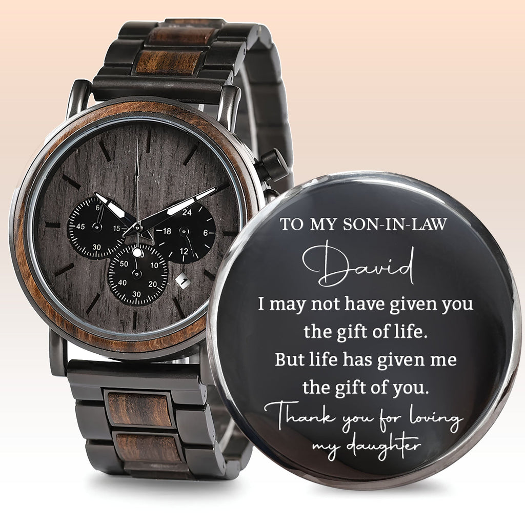 Personalized Engraved Wooden Watch Custom Gift for Son-in-Law Wooden Watches GradoCreations