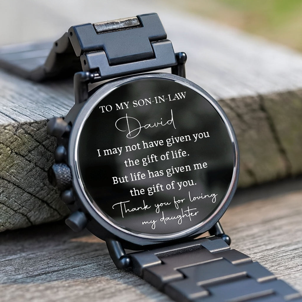 Personalized Engraved Wooden Watch Custom Gift for Son-in-Law Wooden Watches GradoCreations