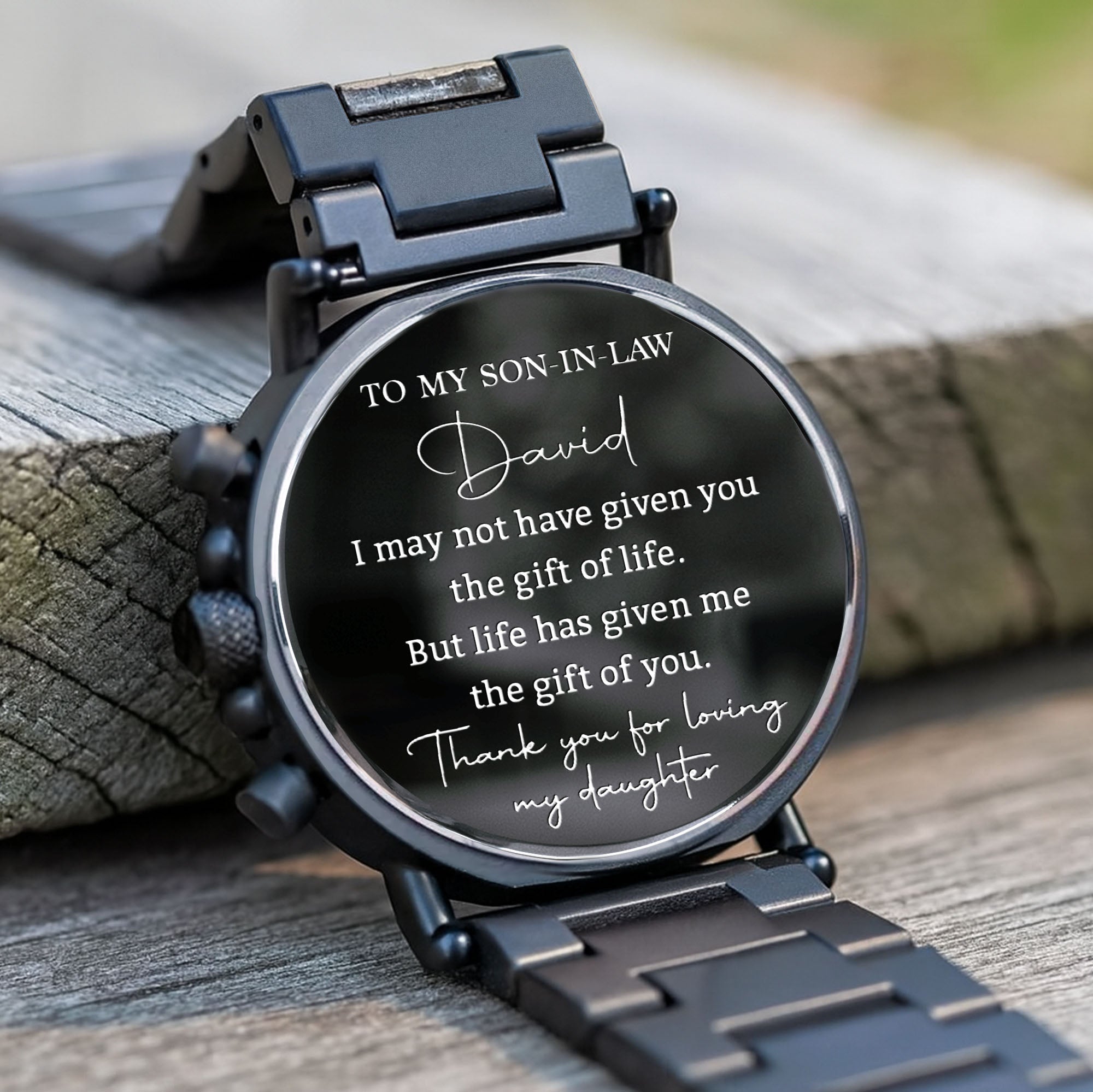 Personalized Engraved Wooden Watch Custom Gift for Son-in-Law Wooden Watches GradoCreations