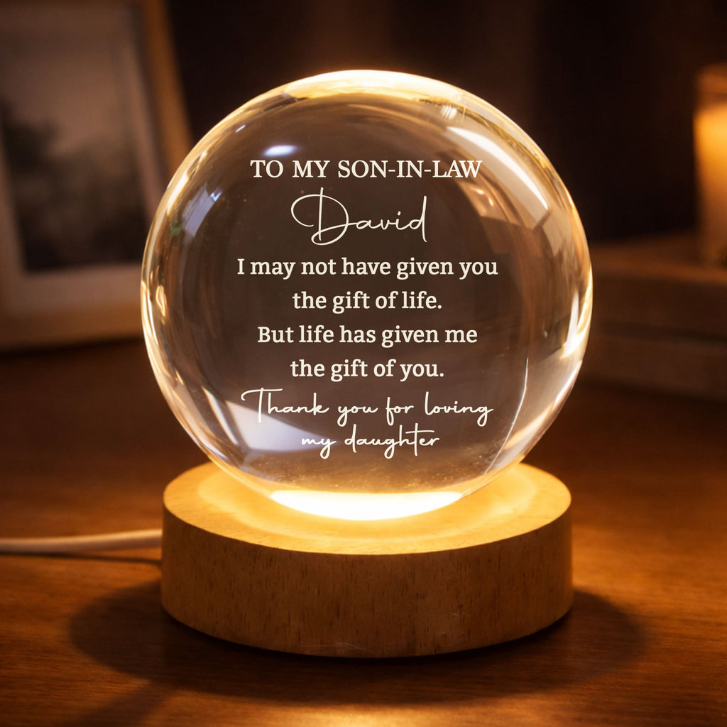 Personalized Crystal Globe Lamp Custom Gift for Son-in-Law Crystal Globe Lamp GradoCreations
