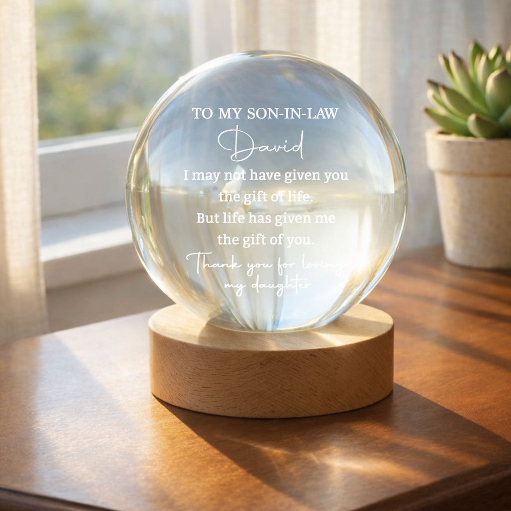 Personalized Crystal Globe Lamp Custom Gift for Son-in-Law Crystal Globe Lamp GradoCreations