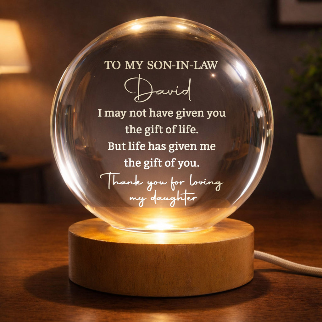 Personalized Crystal Globe Lamp Custom Gift for Son-in-Law Crystal Globe Lamp GradoCreations