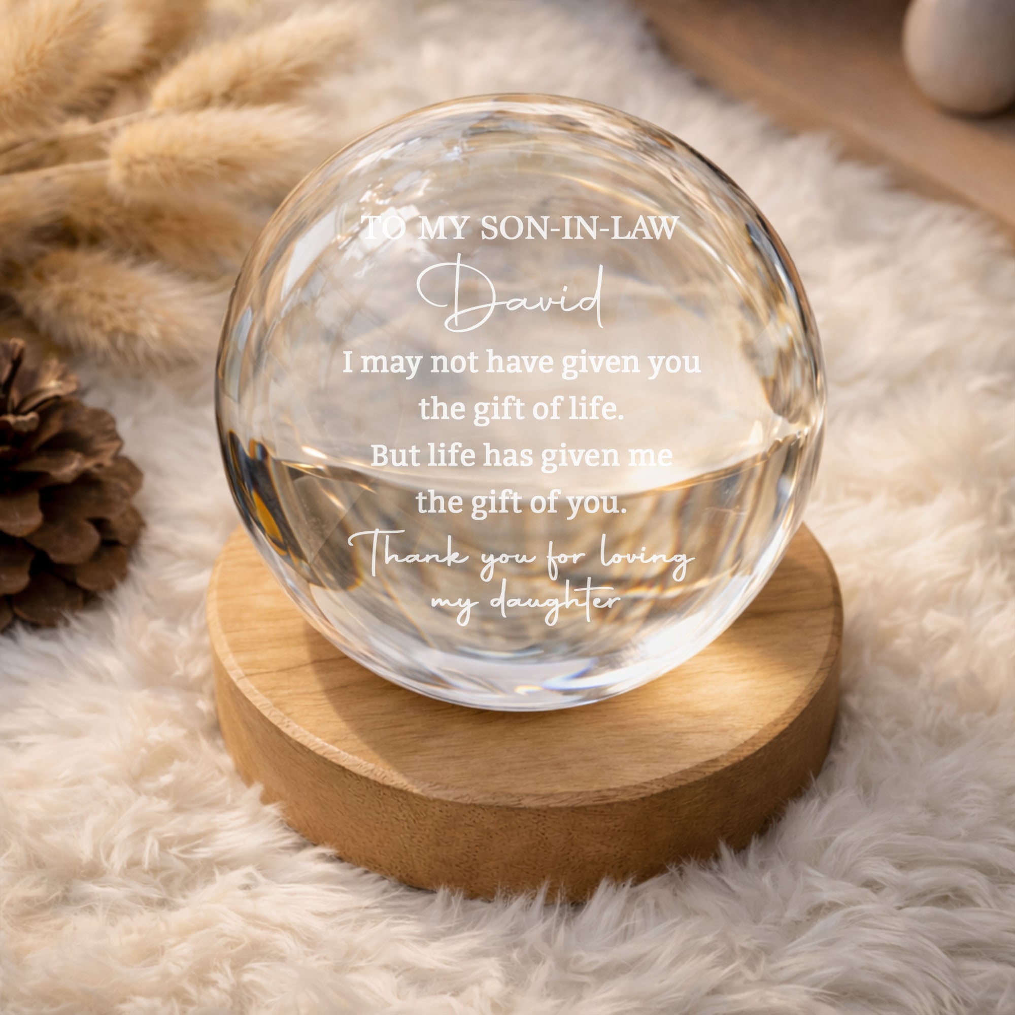 Personalized Crystal Globe Lamp Custom Gift for Son-in-Law Crystal Globe Lamp GradoCreations