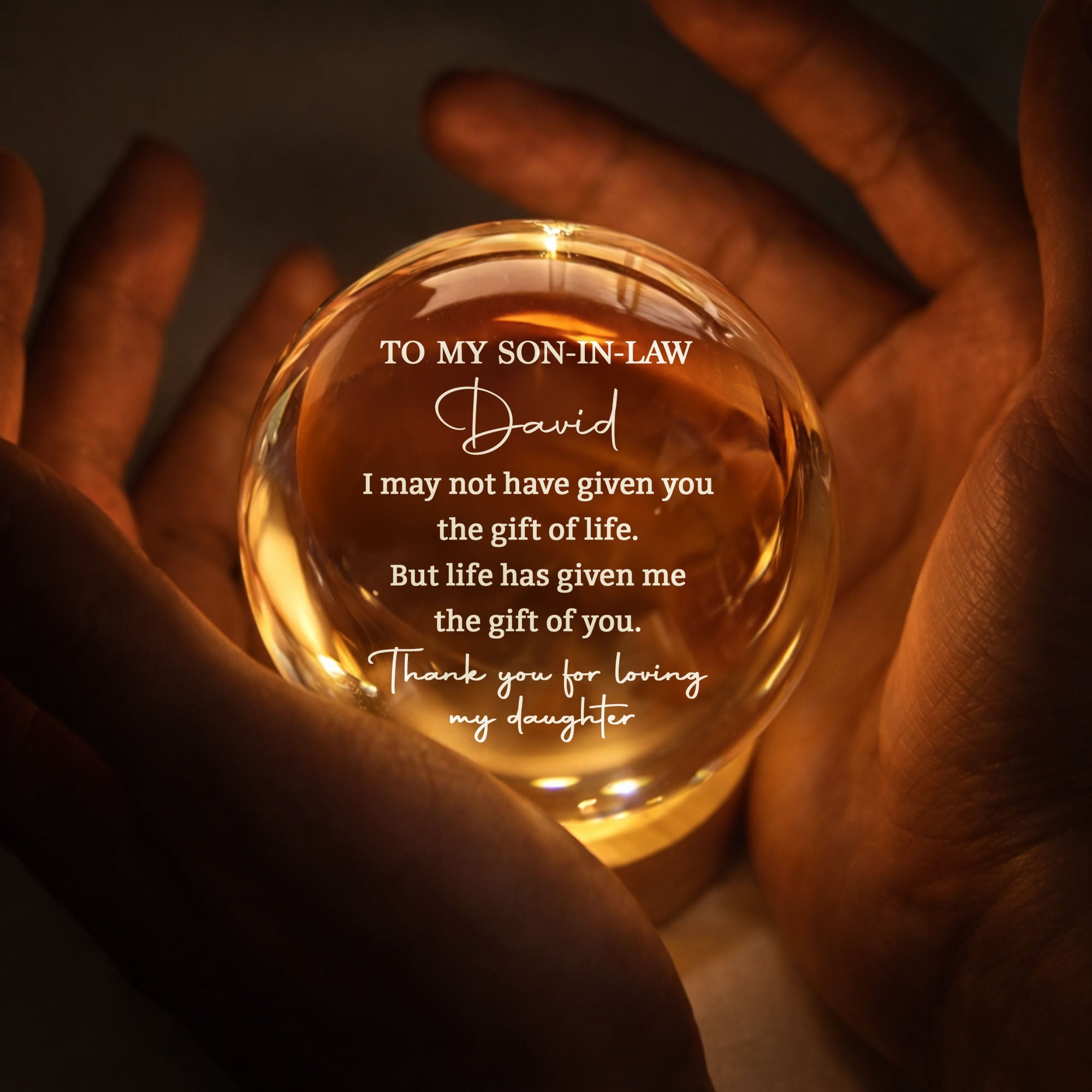 Personalized Crystal Globe Lamp Custom Gift for Son-in-Law Crystal Globe Lamp GradoCreations