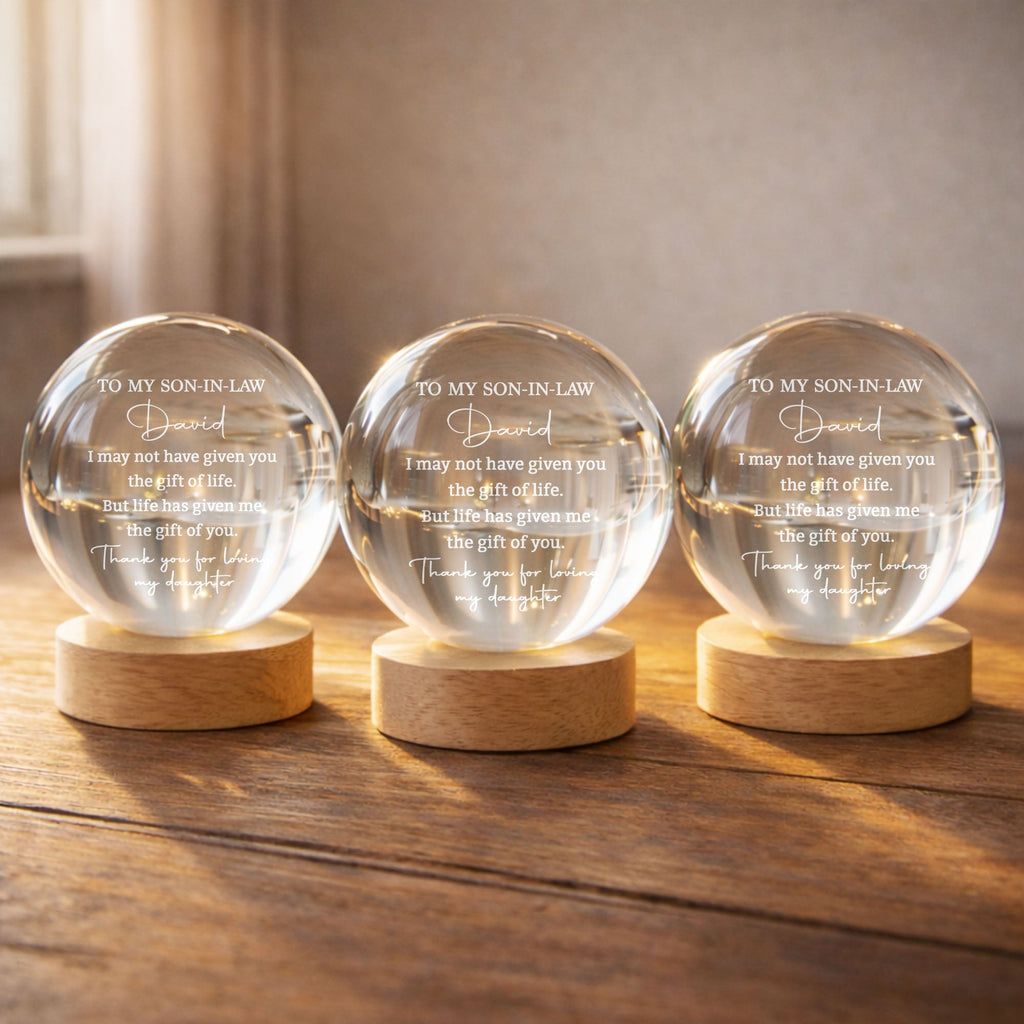 Personalized Crystal Globe Lamp Custom Gift for Son-in-Law Crystal Globe Lamp GradoCreations