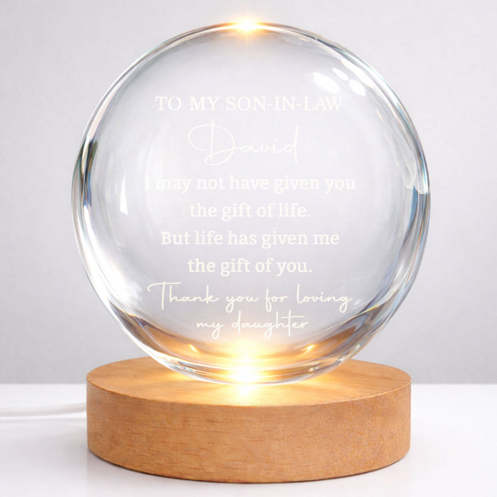 Personalized Crystal Globe Lamp Custom Gift for Son-in-Law Crystal Globe Lamp GradoCreations