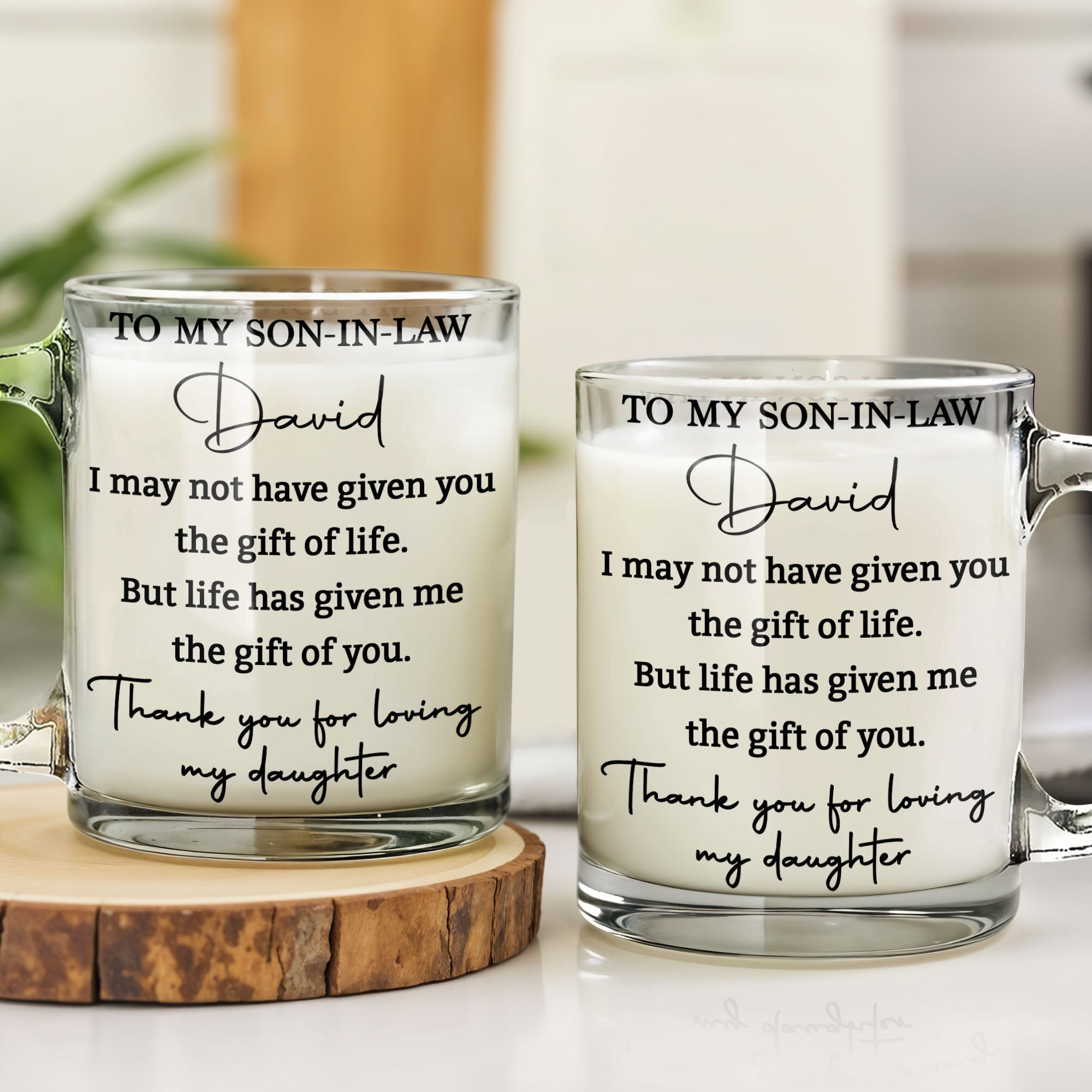 Personalized Glass Mug Custom Name Gift for Son-in-Law Glass Mug GradoCreations
