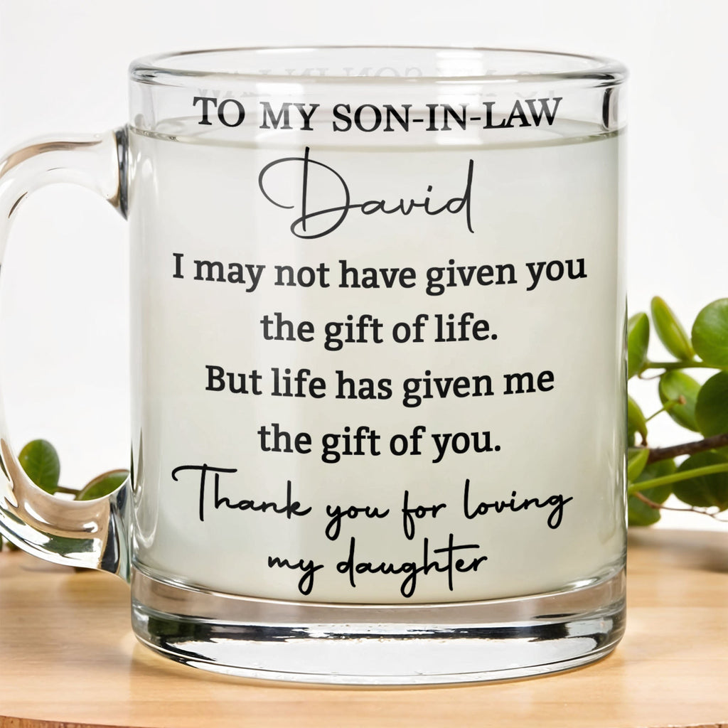 Personalized Glass Mug Custom Name Gift for Son-in-Law Glass Mug GradoCreations