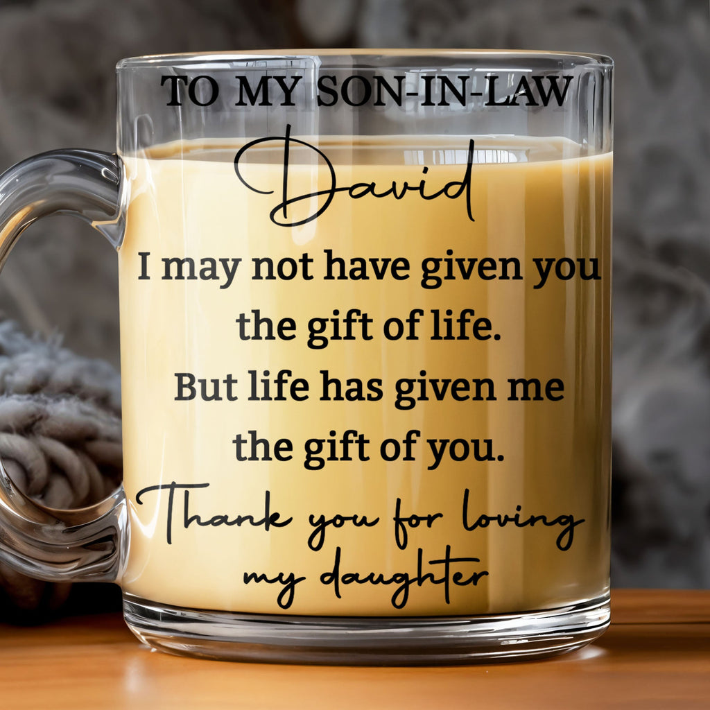 Personalized Glass Mug Custom Name Gift for Son-in-Law Glass Mug GradoCreations