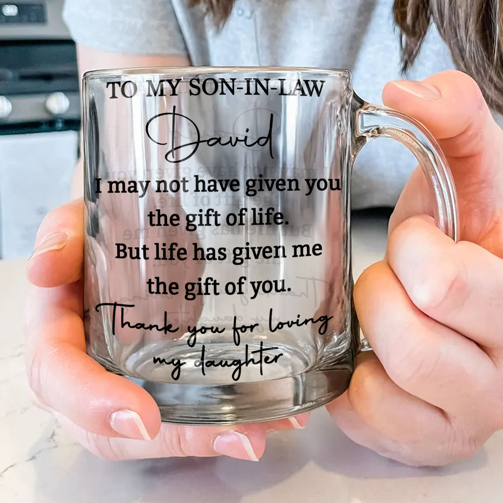 Personalized Glass Mug Custom Name Gift for Son-in-Law Glass Mug GradoCreations