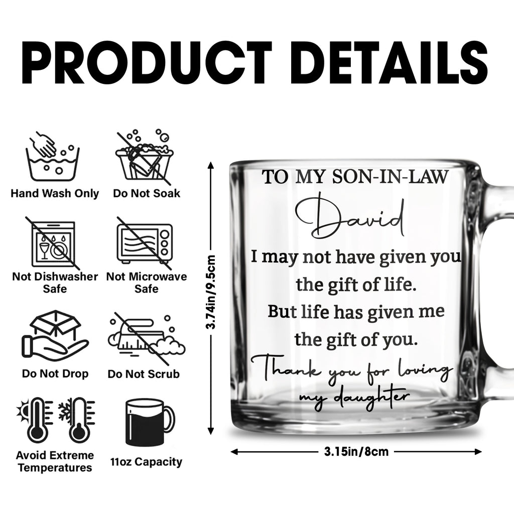 Personalized Glass Mug Custom Name Gift for Son-in-Law Glass Mug GradoCreations