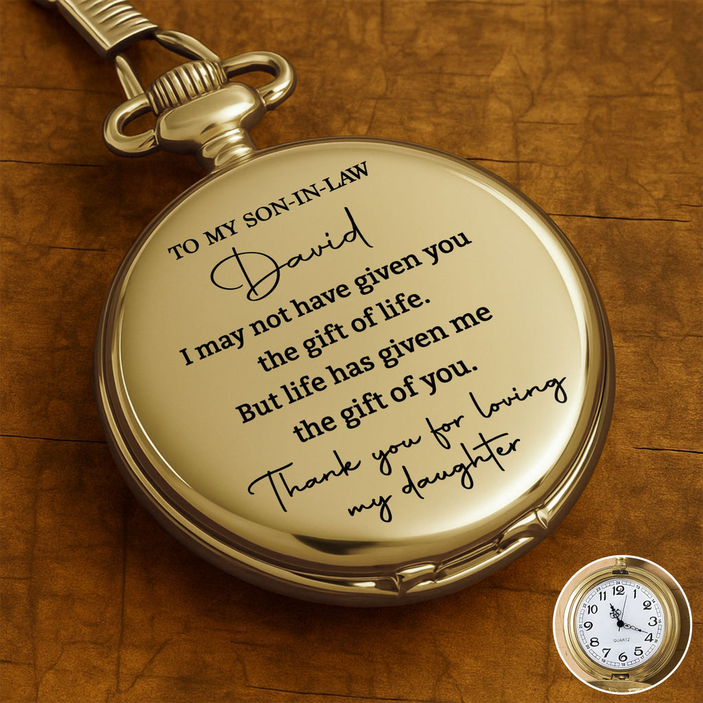 Personalized Custom Pocket Watch Gift for Son-in-Law Pocket Watch GradoCreations