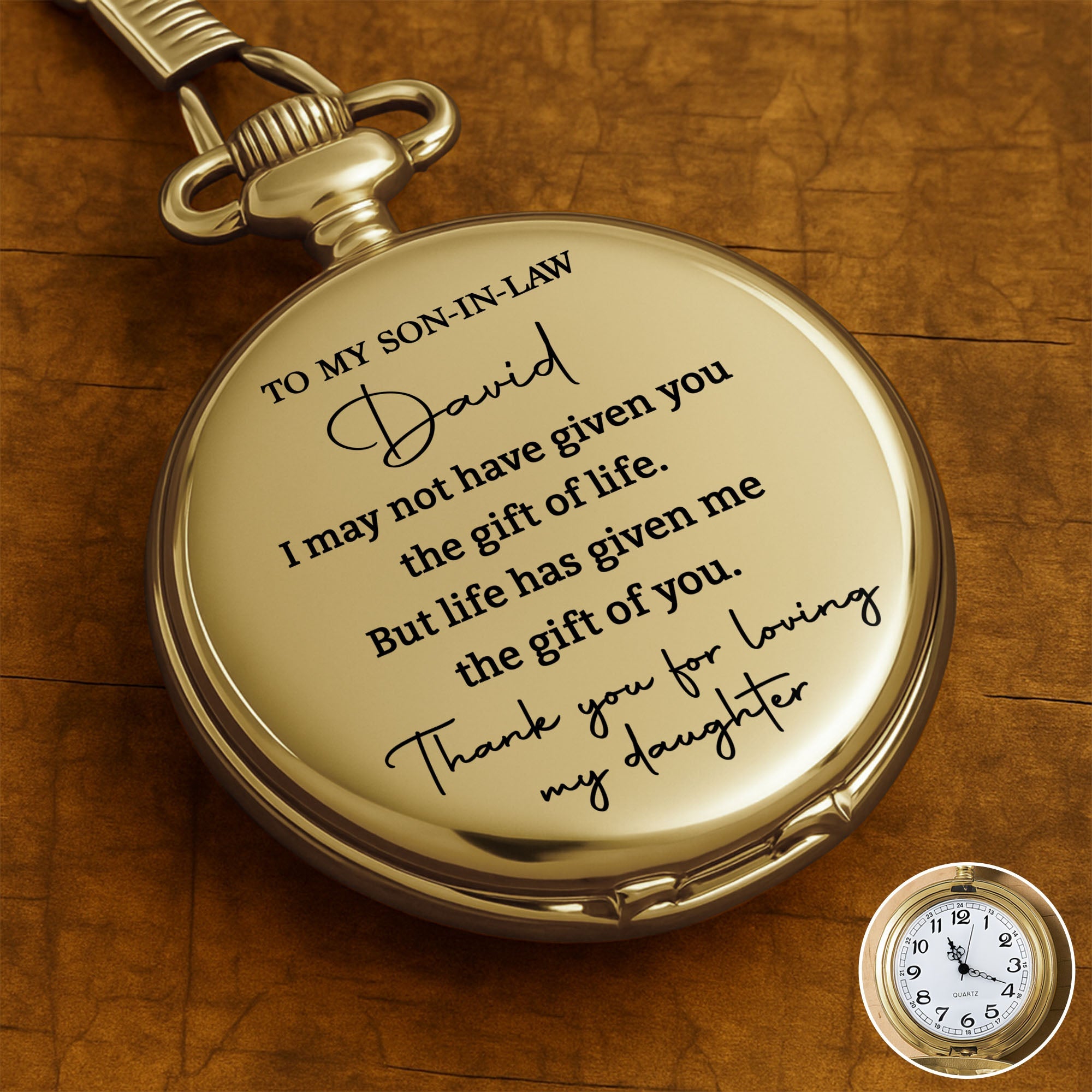 Personalized Custom Pocket Watch Gift for Son-in-Law Pocket Watch GradoCreations