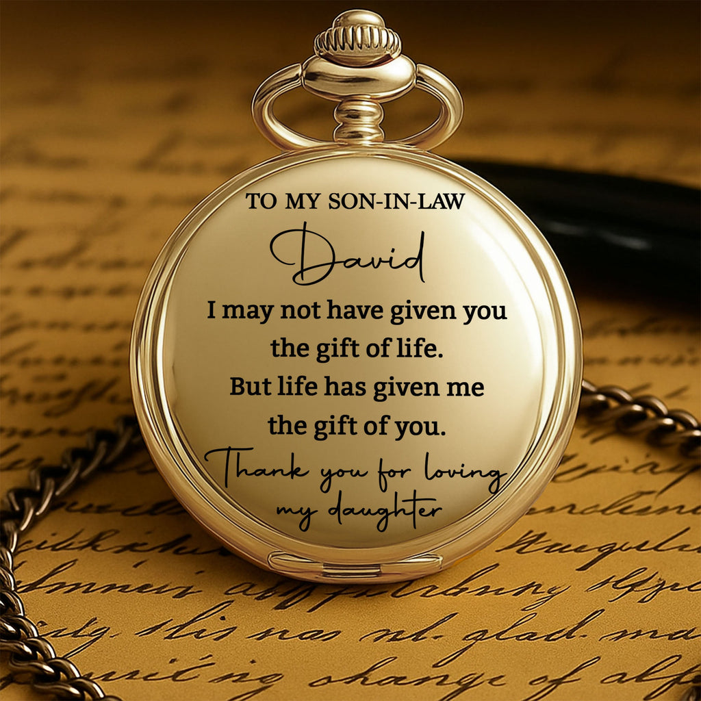 Personalized Custom Pocket Watch Gift for Son-in-Law Pocket Watch GradoCreations
