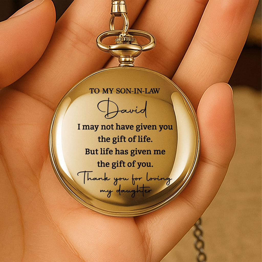 Personalized Custom Pocket Watch Gift for Son-in-Law Pocket Watch GradoCreations