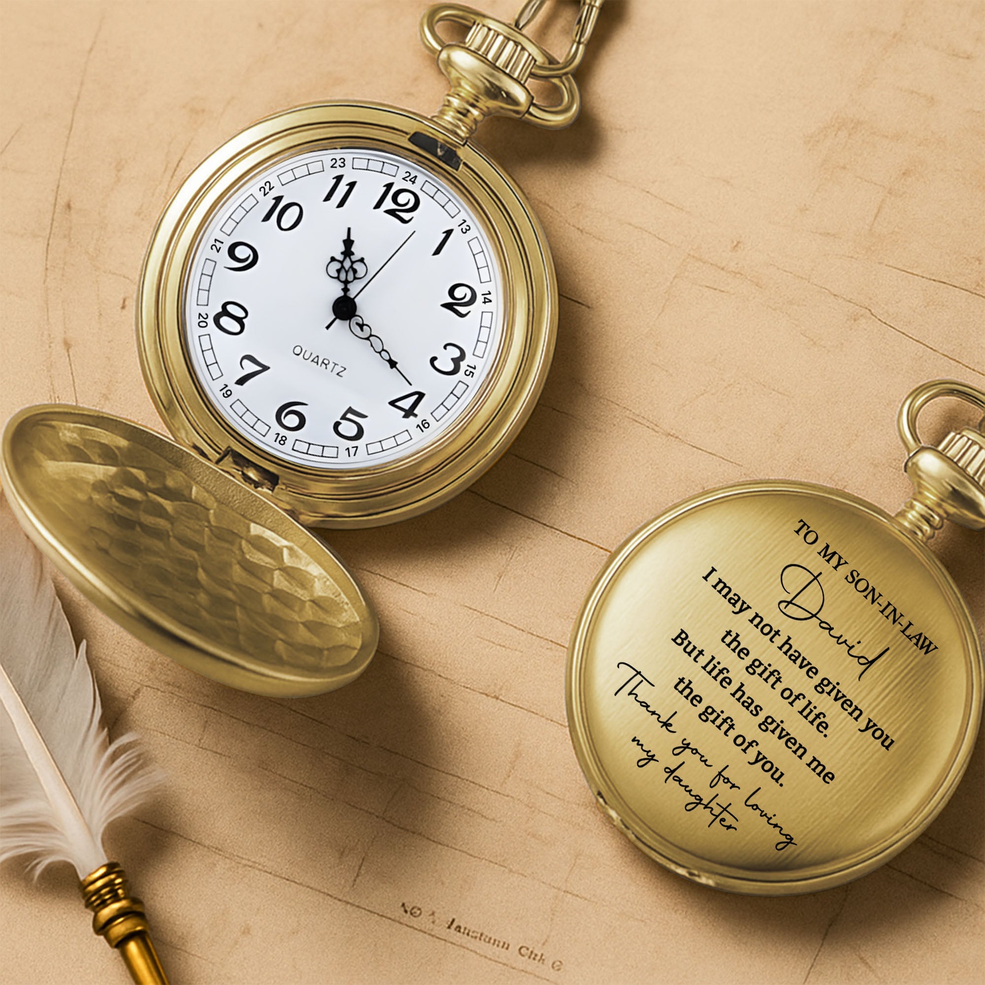 Personalized Custom Pocket Watch Gift for Son-in-Law Pocket Watch GradoCreations