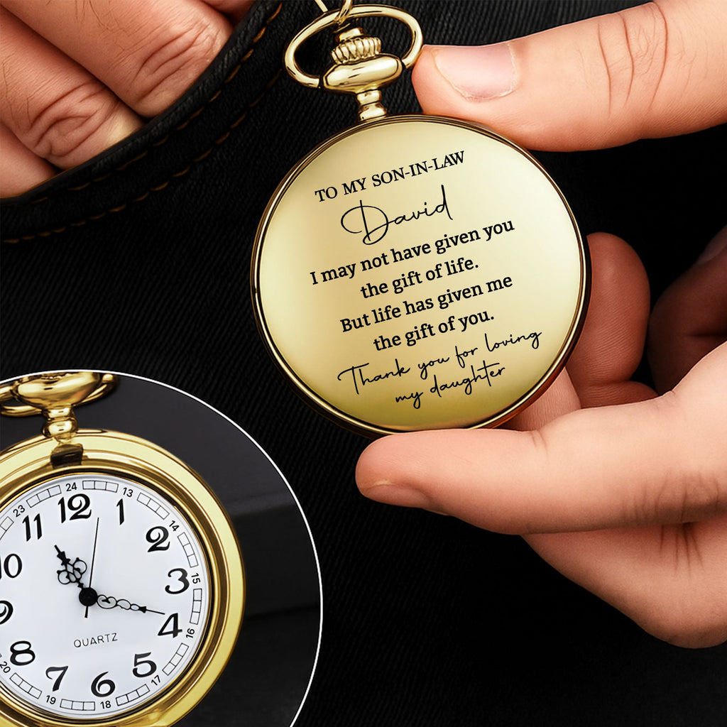 Personalized Custom Pocket Watch Gift for Son-in-Law Pocket Watch GradoCreations