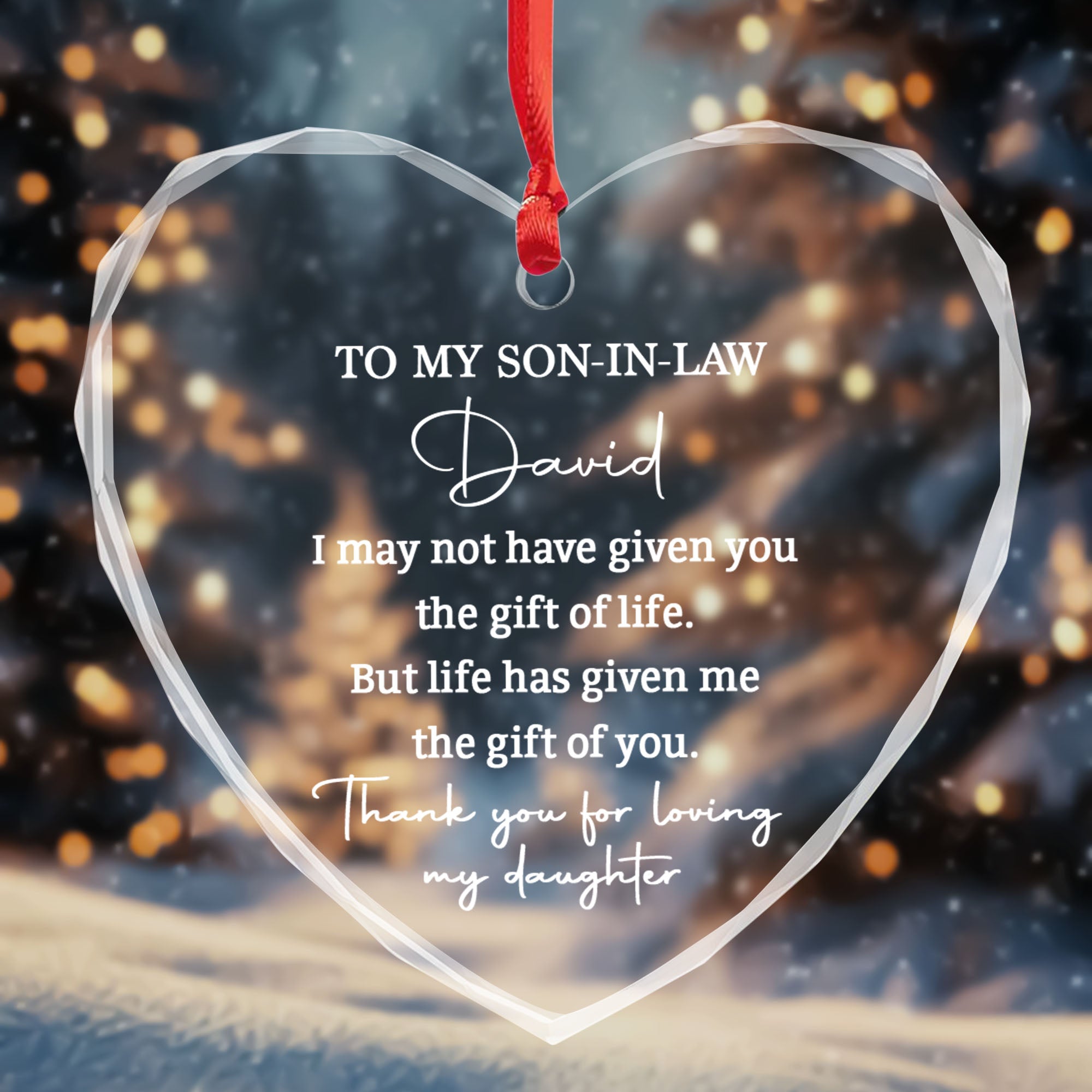 Personalized Heart Glass Ornament Custom Name Gift for Son-in-Law Heart Glass Ornament GradoCreations