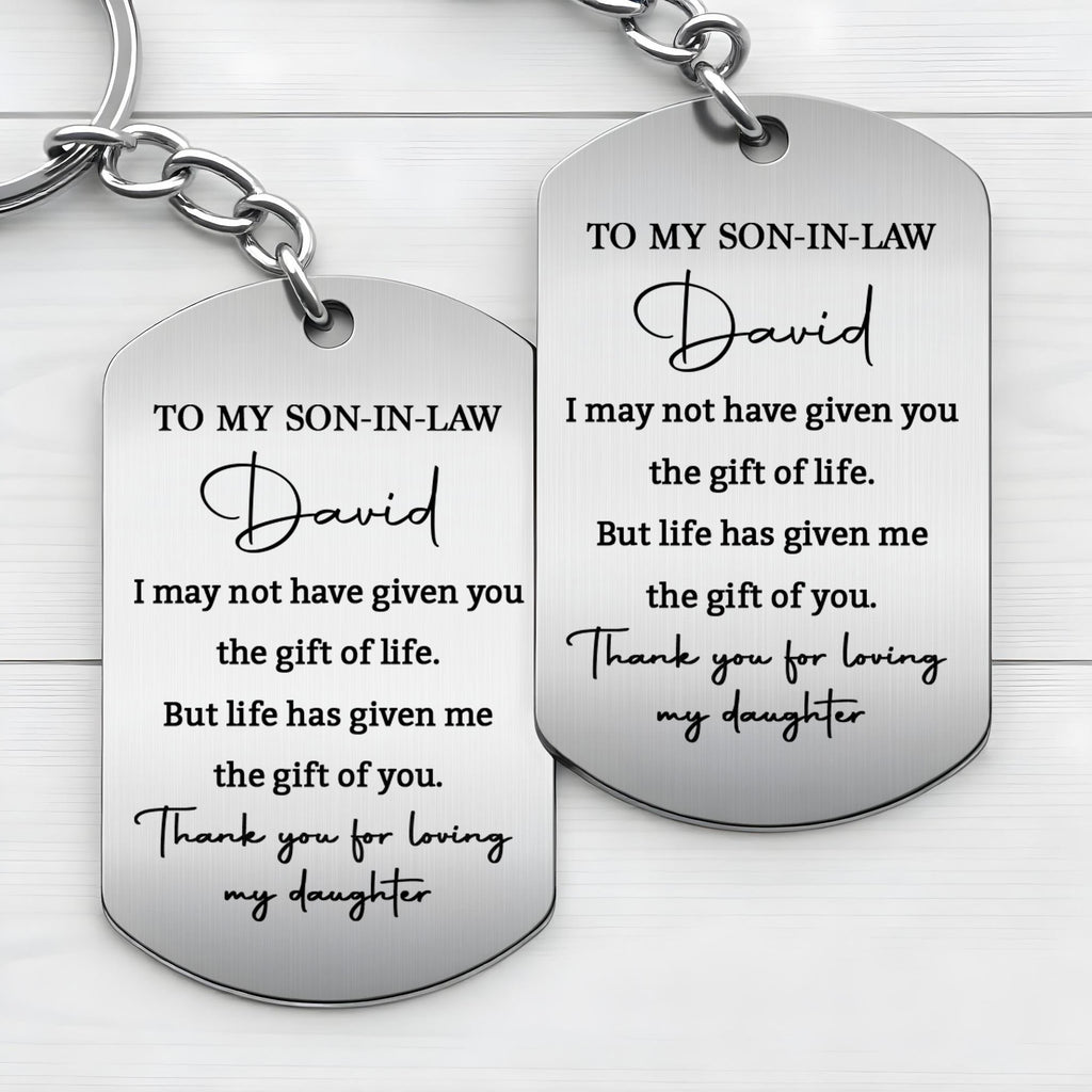 Personalized Stainless Steel Keychain Custom Engraved Gift for Son-in-Law Stainless Steel Keychain GradoCreations