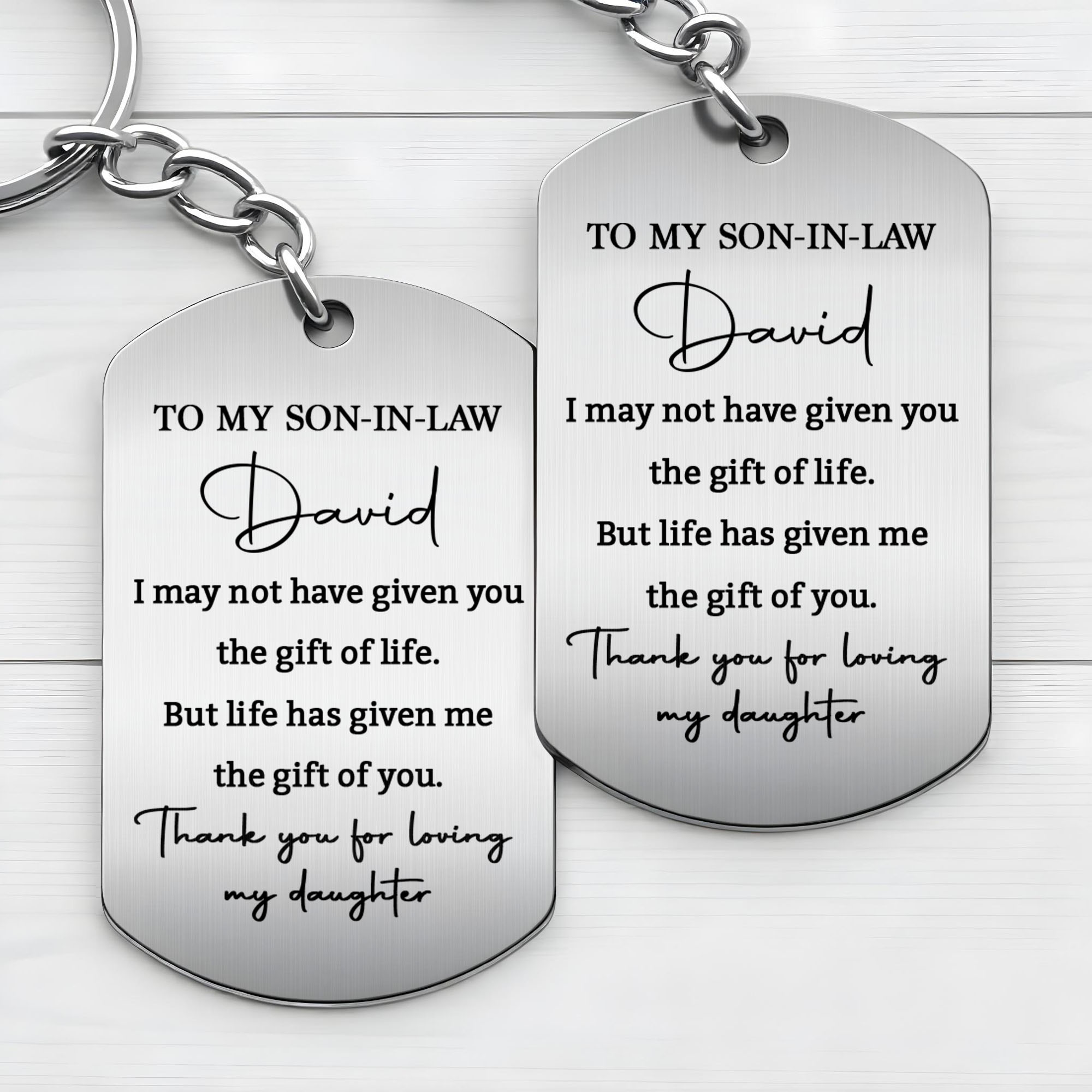 Personalized Stainless Steel Keychain Custom Engraved Gift for Son-in-Law Stainless Steel Keychain GradoCreations