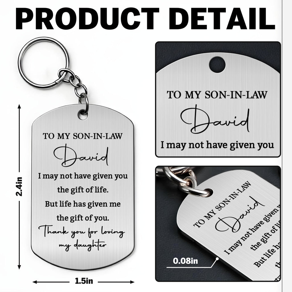 Personalized Stainless Steel Keychain Custom Engraved Gift for Son-in-Law Stainless Steel Keychain GradoCreations