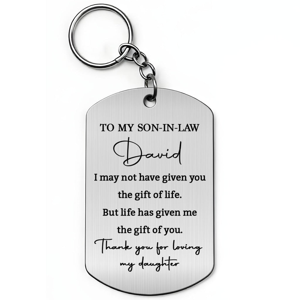 Personalized Stainless Steel Keychain Custom Engraved Gift for Son-in-Law Stainless Steel Keychain GradoCreations