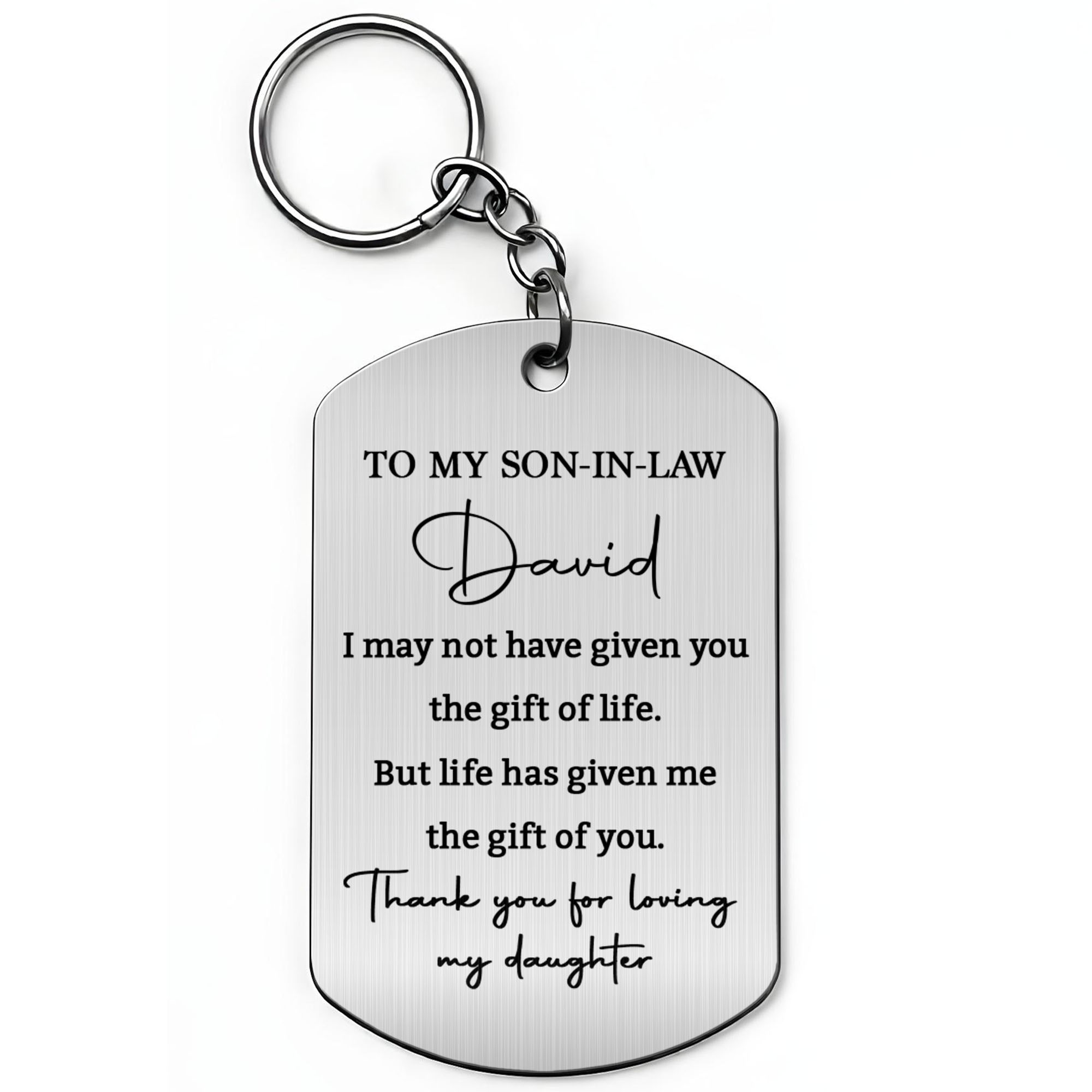 Personalized Stainless Steel Keychain Custom Engraved Gift for Son-in-Law Stainless Steel Keychain GradoCreations