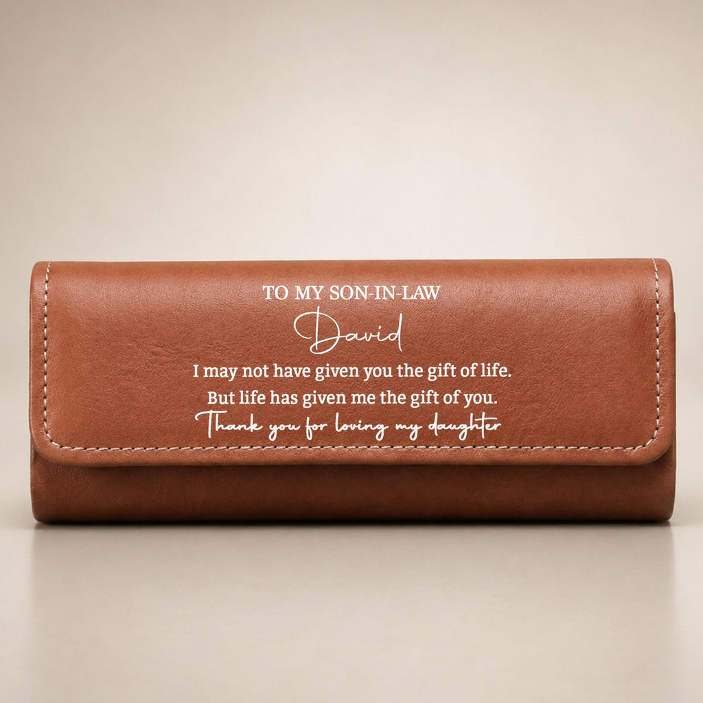 Personalized Leather Eyeglass Case Custom Name Gift for Son-in-Law Leather Eyeglass Case GradoCreations