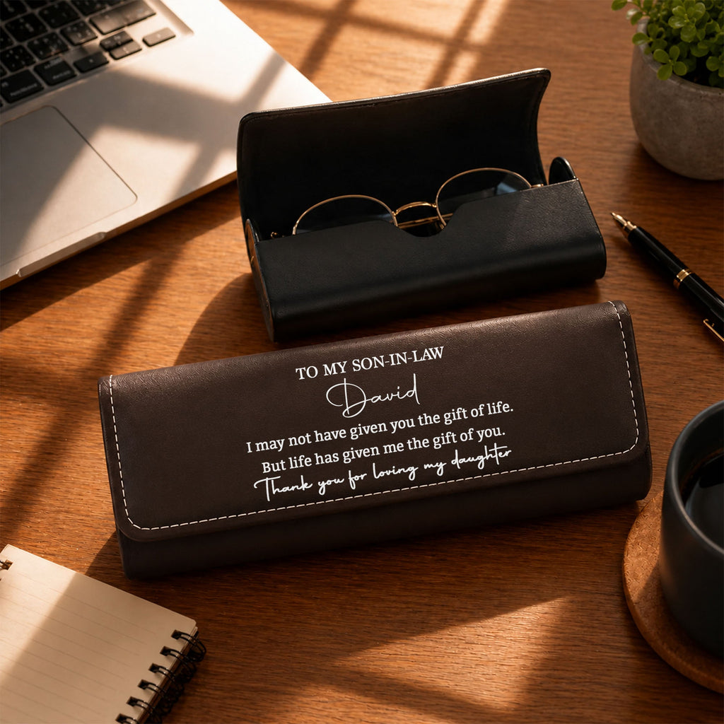 Personalized Leather Eyeglass Case Custom Name Gift for Son-in-Law Leather Eyeglass Case GradoCreations