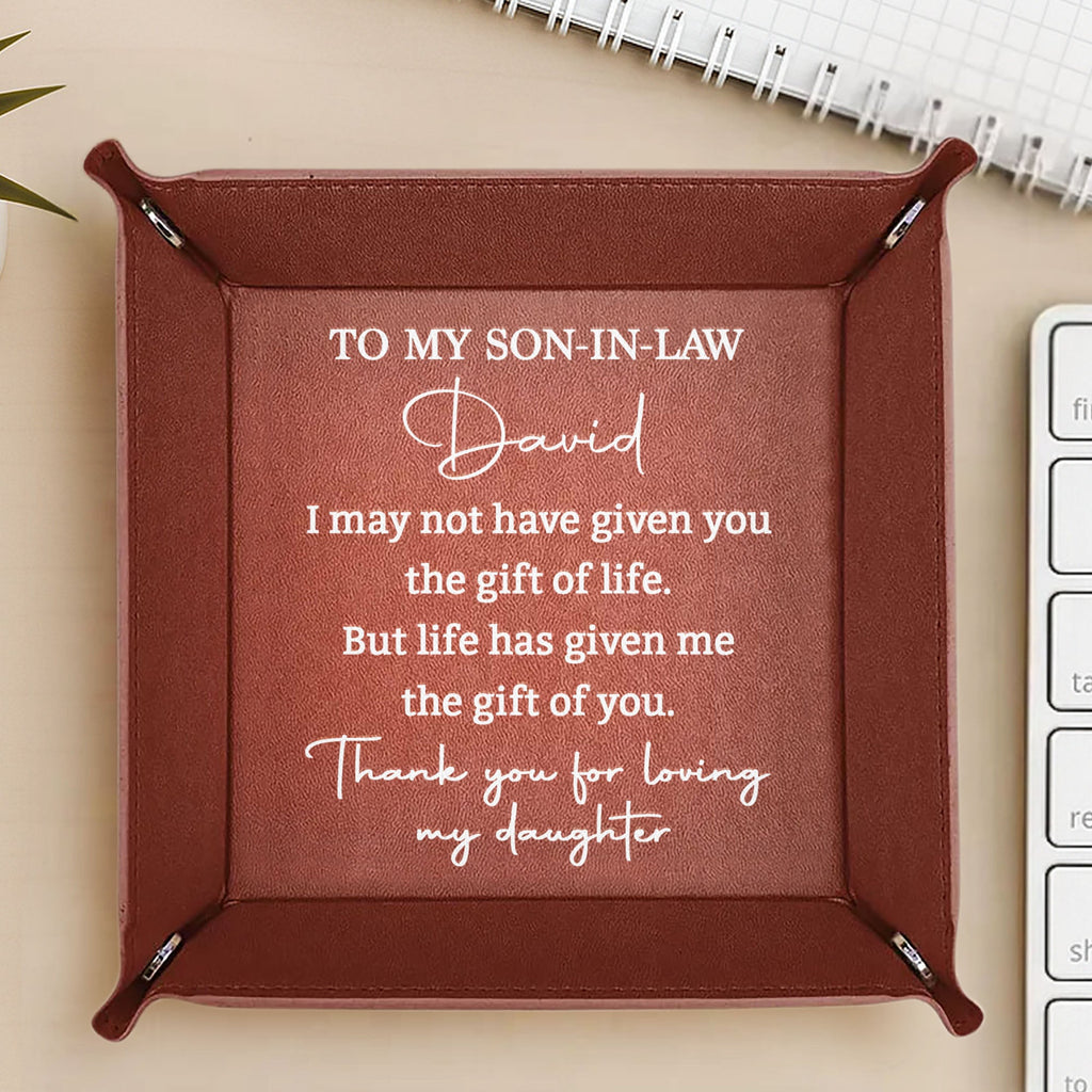 Personalized Leather Valet Tray Custom Name Gift for Son-in-Law Valet Tray GradoCreations