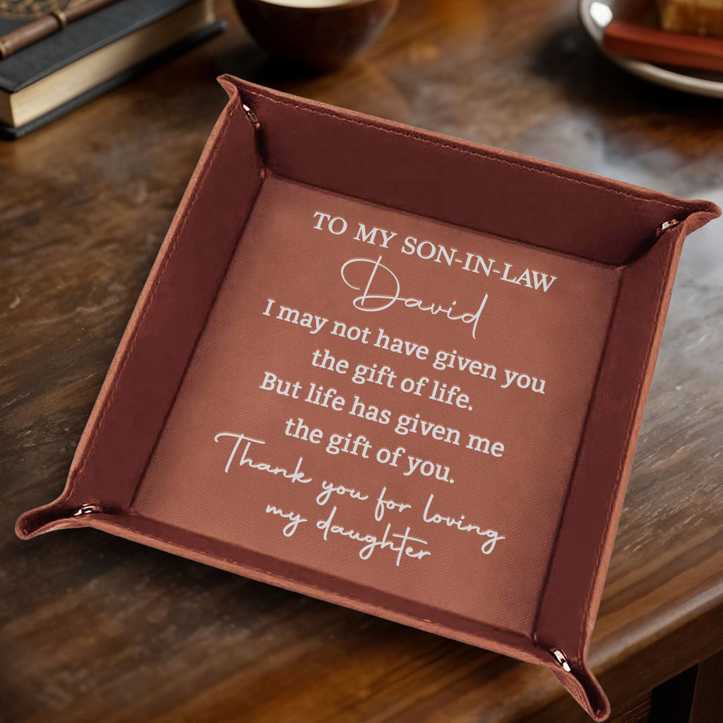 Personalized Leather Valet Tray Custom Name Gift for Son-in-Law Valet Tray GradoCreations