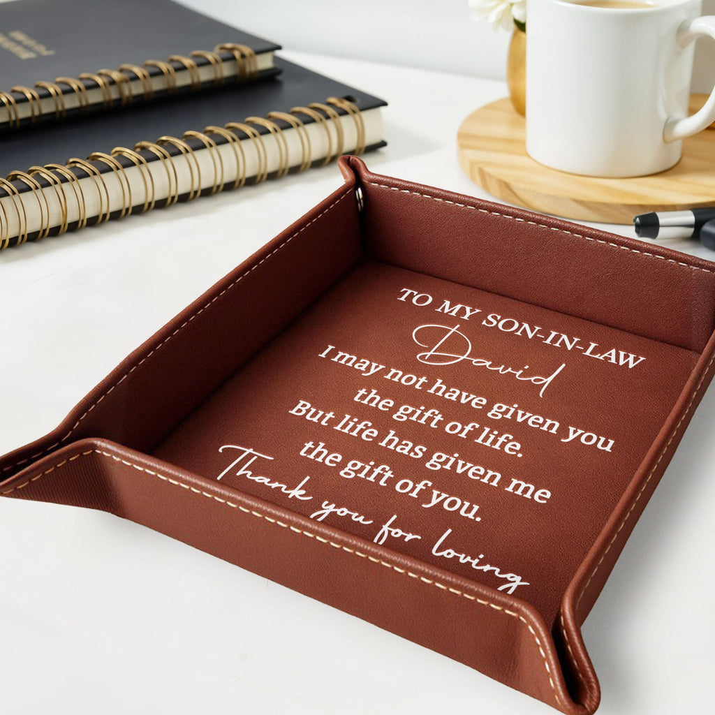 Personalized Leather Valet Tray Custom Name Gift for Son-in-Law Valet Tray GradoCreations